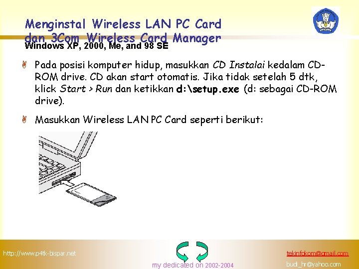 Menginstal Wireless LAN PC Card dan 3 Com Wireless Card Manager Windows XP, 2000,
