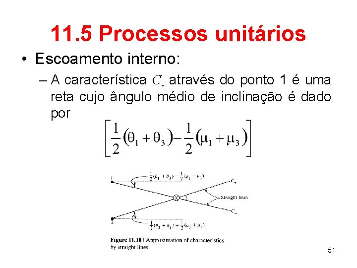 11. 5 Processos unitários • Escoamento interno: – A característica C- através do ponto