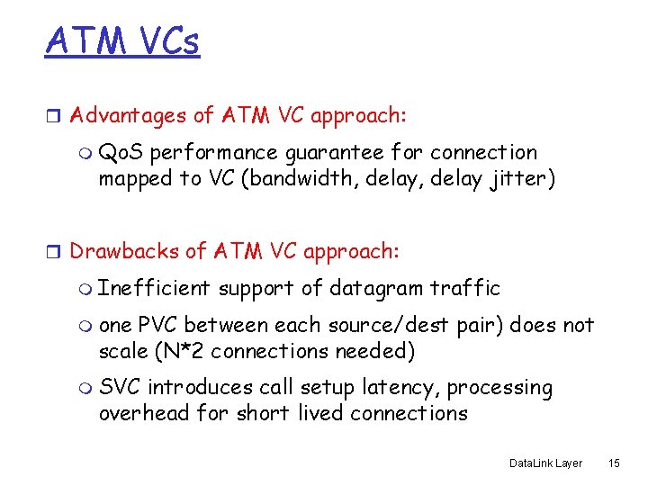 ATM VCs r Advantages of ATM VC approach: m Qo. S performance guarantee for