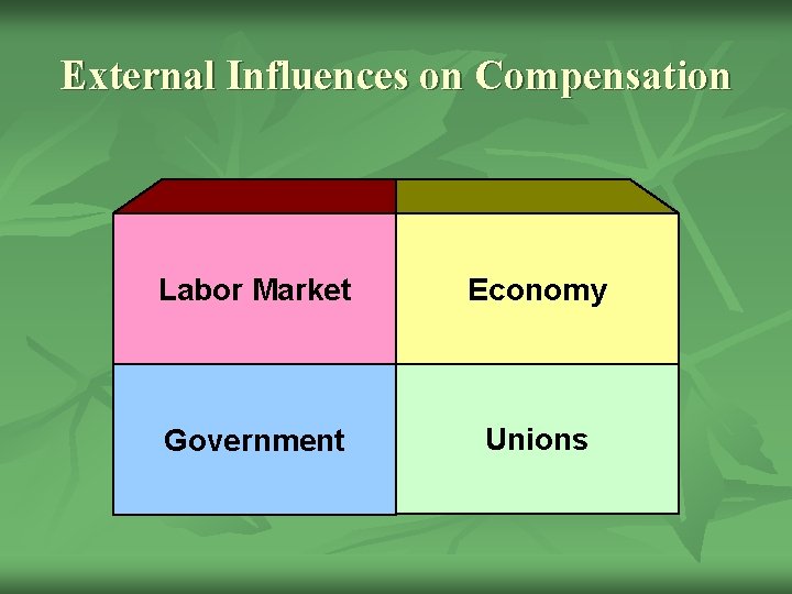 External Influences on Compensation Labor Market Economy Government Unions 