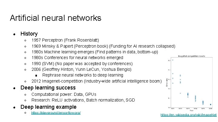 Artificial neural networks ● History ○ ○ ○ ○ ● Deep learning success ○