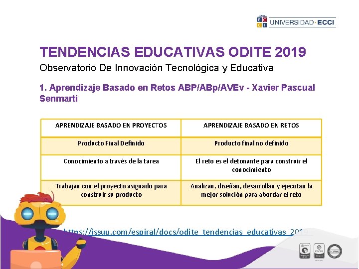 TENDENCIAS EDUCATIVAS ODITE 2019 Observatorio De Innovación Tecnológica y Educativa 1. Aprendizaje Basado en