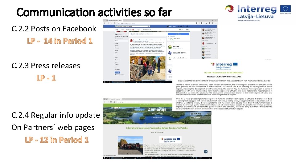 Communication activities so far C. 2. 2 Posts on Facebook LP - 14 in