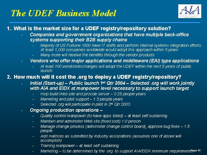 The UDEF Business Model 1. What is the market size for a UDEF registry/repository