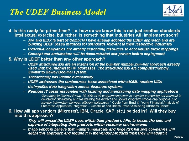 The UDEF Business Model 4. Is this ready for prime-time? i. e. how do