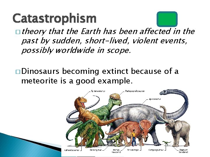 Catastrophism � theory that the Earth has been affected in the past by sudden,