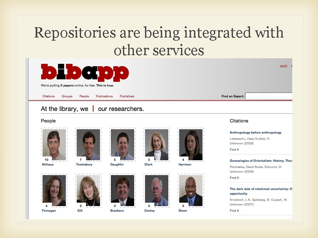 Repositories are being integrated with other services 