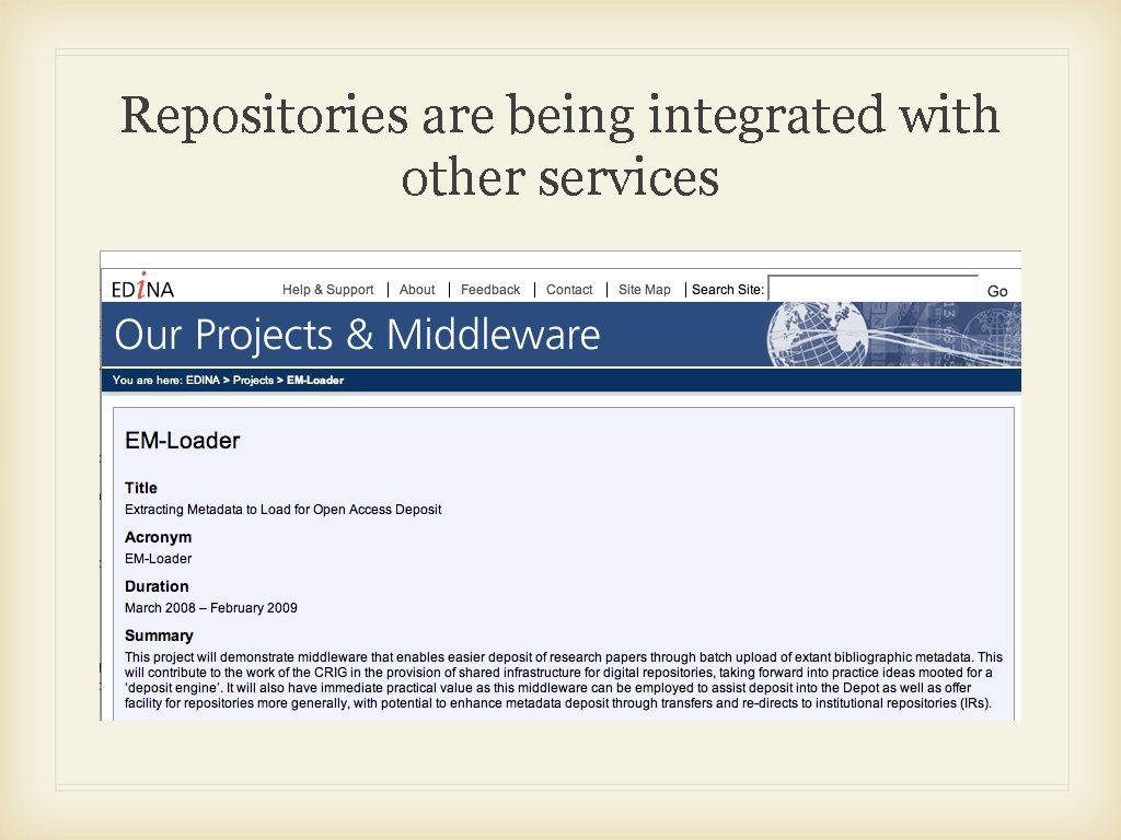 Repositories are being integrated with other services 
