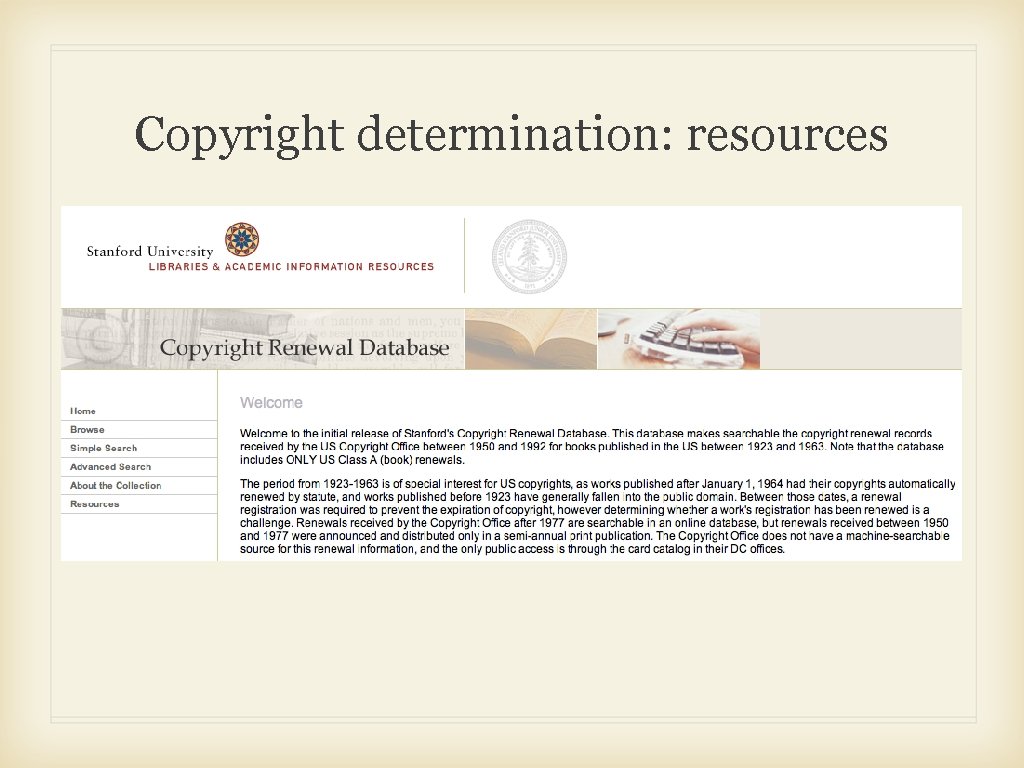 Copyright determination: resources 