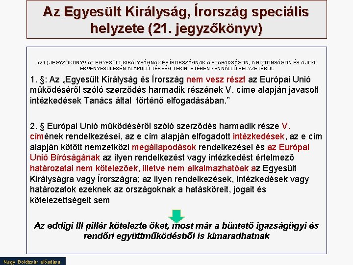 Az Egyesült Királyság, Írország speciális helyzete (21. jegyzőkönyv) (21. ) JEGYZŐKÖNYV AZ EGYESÜLT KIRÁLYSÁGNAK