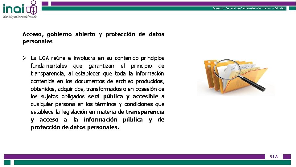 Dirección General de Gestión de Información y Estudios Acceso, gobierno abierto y protección de