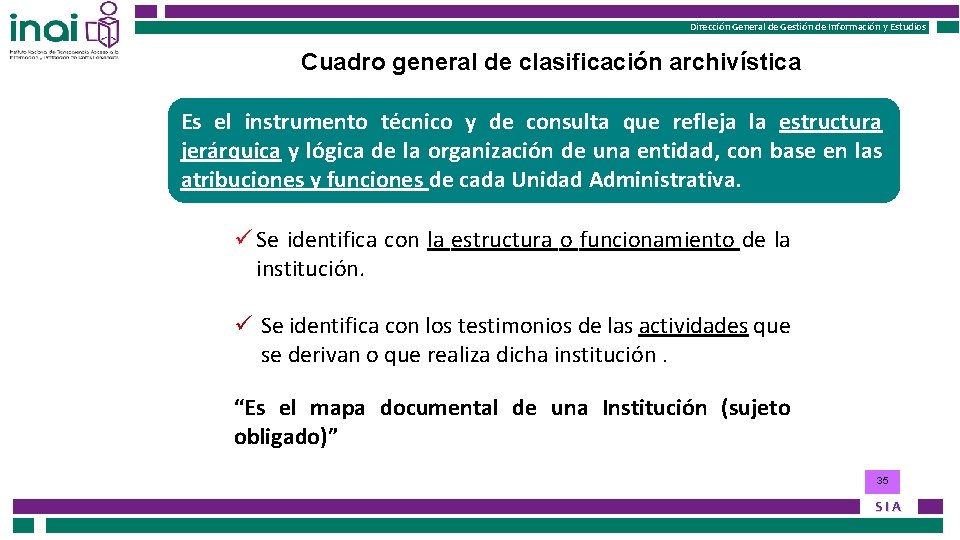 Dirección General de Gestión de Información y Estudios Cuadro general de clasificación archivística Es