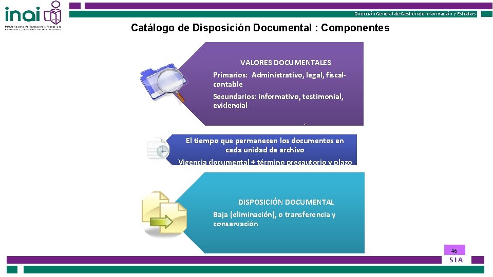 Dirección General de Gestión de Información y Estudios Catálogo de Disposición Documental : Componentes
