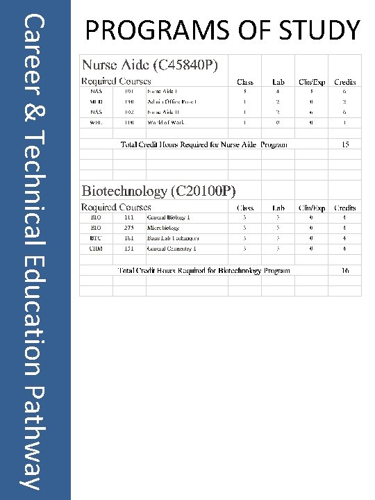 Career & Technical Education Pathway PROGRAMS OF STUDY 