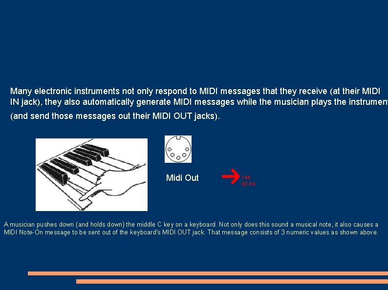 Many electronic instruments not only respond to MIDI messages that they receive (at their