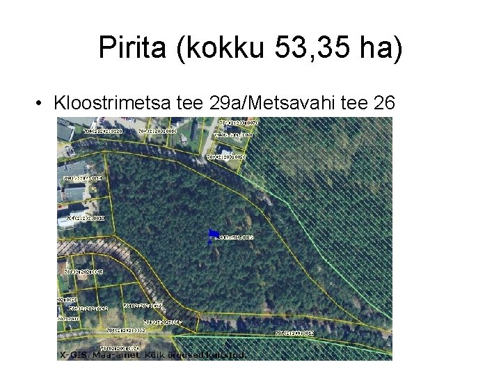 Pirita (kokku 53, 35 ha) • Kloostrimetsa tee 29 a/Metsavahi tee 26 