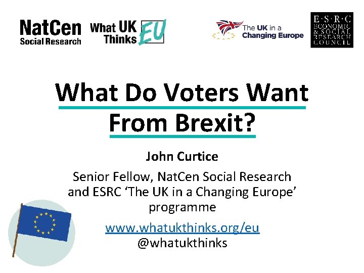 What Do Voters Want From Brexit? John Curtice Senior Fellow, Nat. Cen Social Research