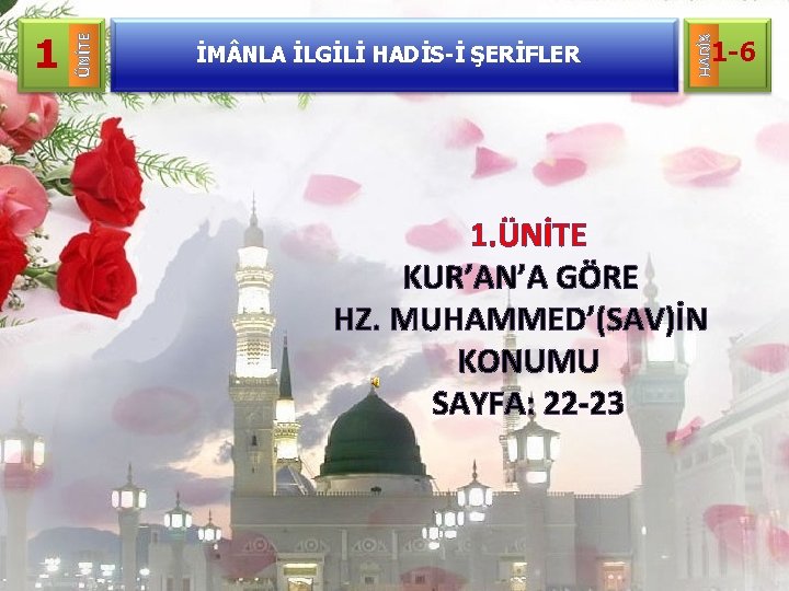 İM NLA İLGİLİ HADİS-İ ŞERİFLER HADİS ÜNİTE 1 1. ÜNİTE KUR’AN’A GÖRE HZ. MUHAMMED’(SAV)İN