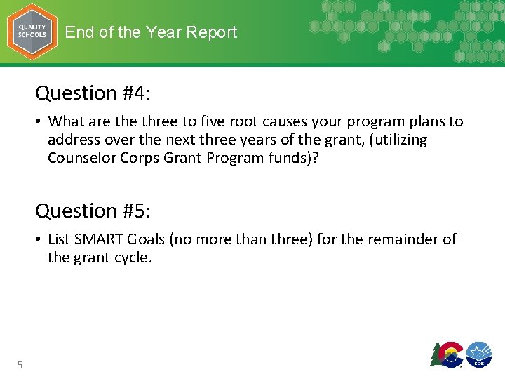 End of the Year Report Question #4: • What are three to five root End of the Year Report Question #4: • What are three to five root