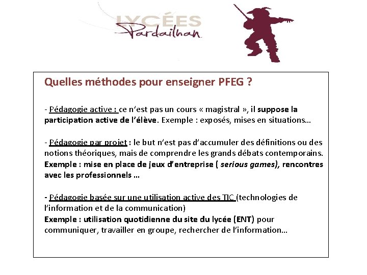 Quelles méthodes pour enseigner PFEG ? - Pédagogie active : ce n’est pas un