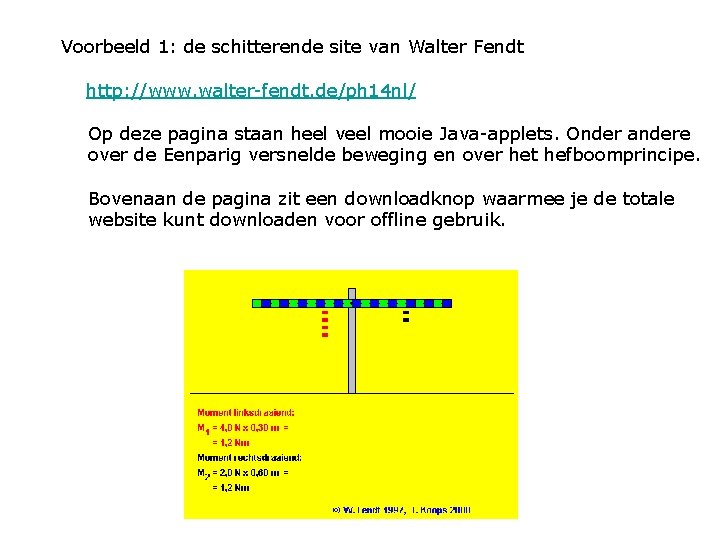 Voorbeeld 1: de schitterende site van Walter Fendt http: //www. walter-fendt. de/ph 14 nl/