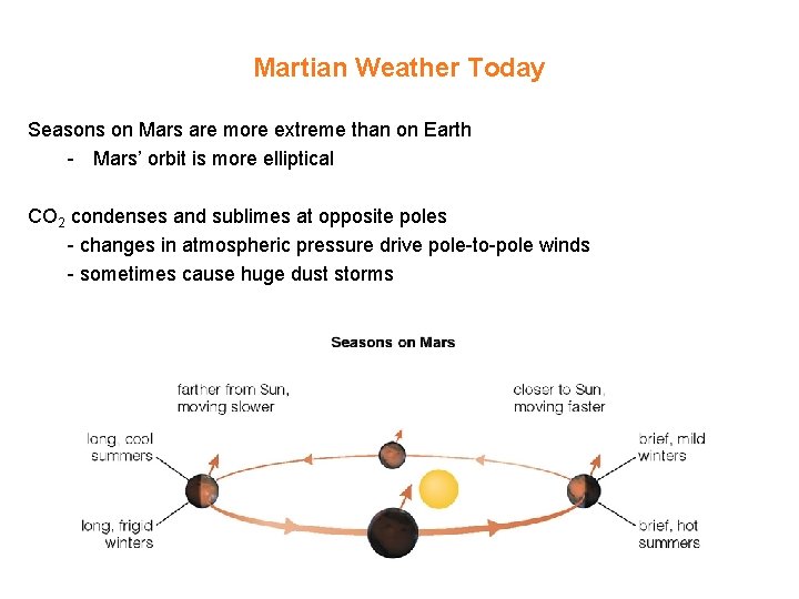 Martian Weather Today Seasons on Mars are more extreme than on Earth - Mars’
