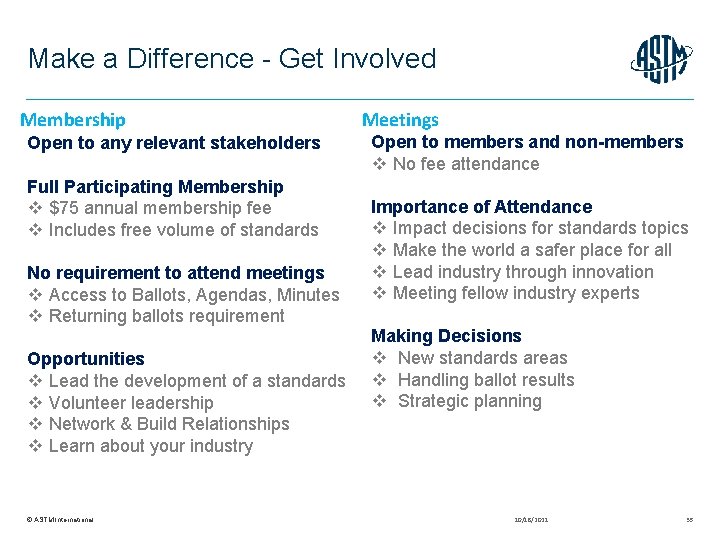 Make a Difference - Get Involved Membership Open to any relevant stakeholders Full Participating