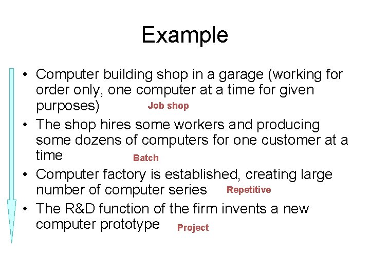 Example • Computer building shop in a garage (working for order only, one computer