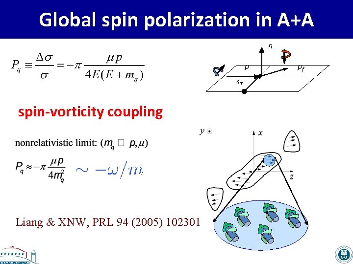 Global spin polarization in A+A n p x. T spin-vorticity coupling Liang & XNW,