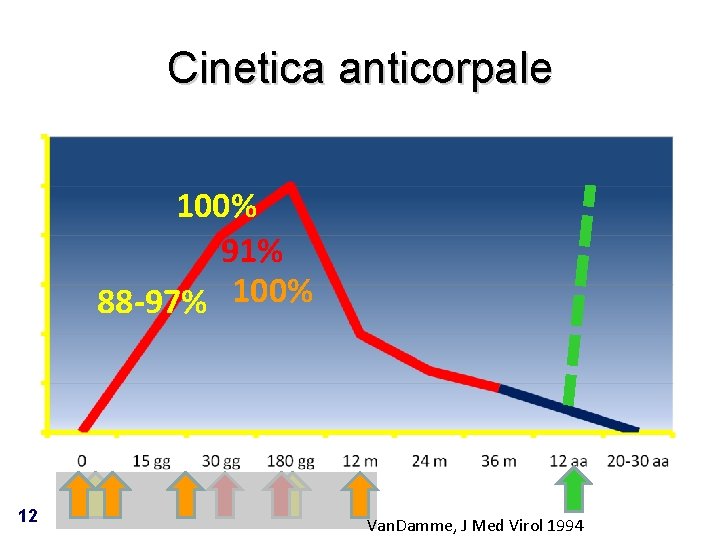 Cinetica anticorpale 100% 91% 88 -97% 100% 12 Van. Damme, J Med Virol 1994