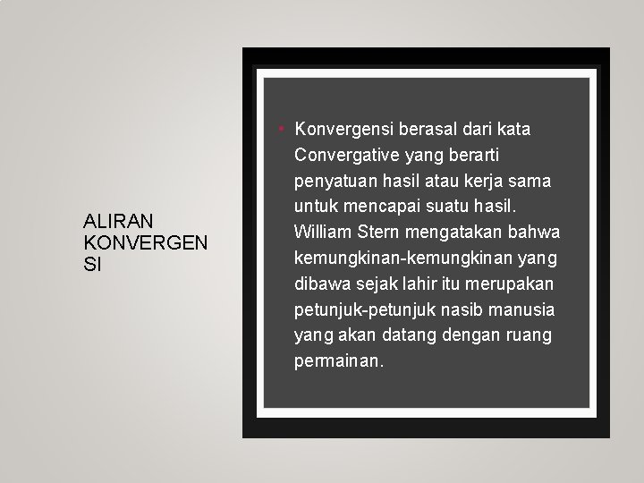 ALIRAN KONVERGEN SI • Konvergensi berasal dari kata Convergative yang berarti penyatuan hasil atau