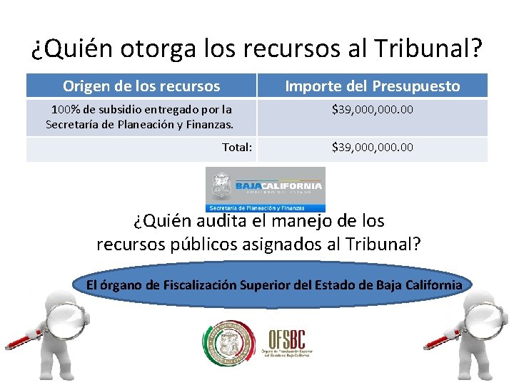 ¿Quién otorga los recursos al Tribunal? Origen de los recursos Importe del Presupuesto 100%