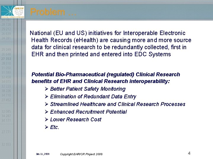 Electronic Health Records for Clinical Research EHRCR Functional