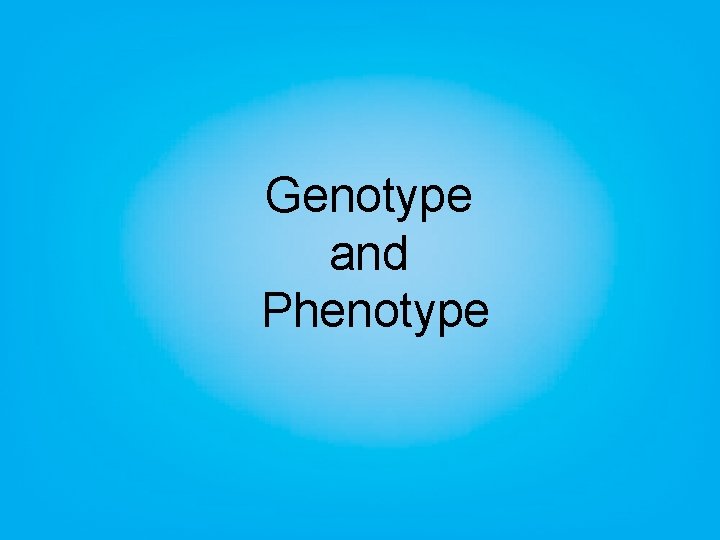 Genotype and Phenotype 