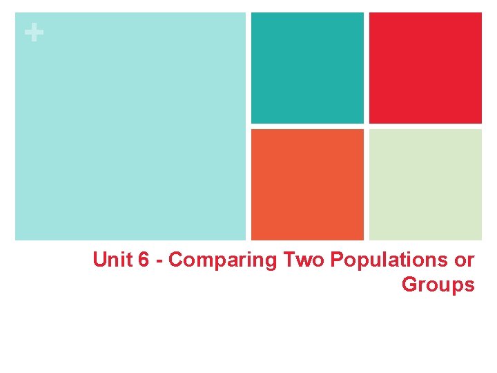 + Unit 6 - Comparing Two Populations or Groups 