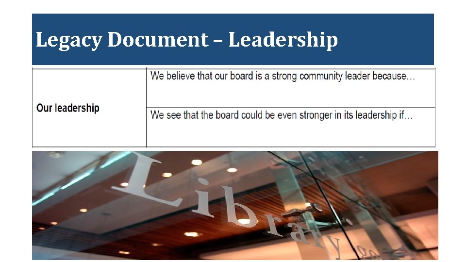 Legacy Document – Leadership 