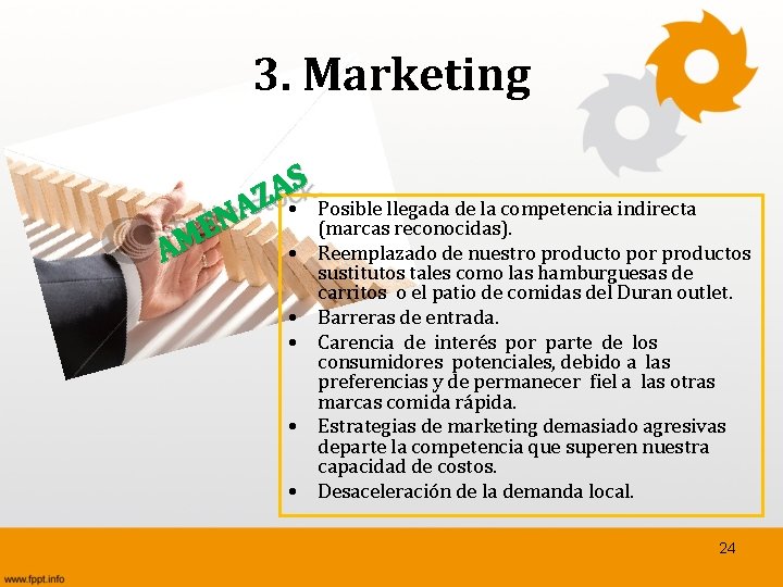 3. Marketing S A Z • Posible llegada de la competencia indirecta A N