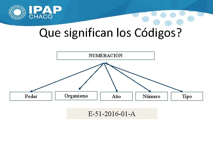 Que significan los Códigos? NUMERACIÓN Poder Organismo Año E-51 -2016 -01 -A MESA GENERAL