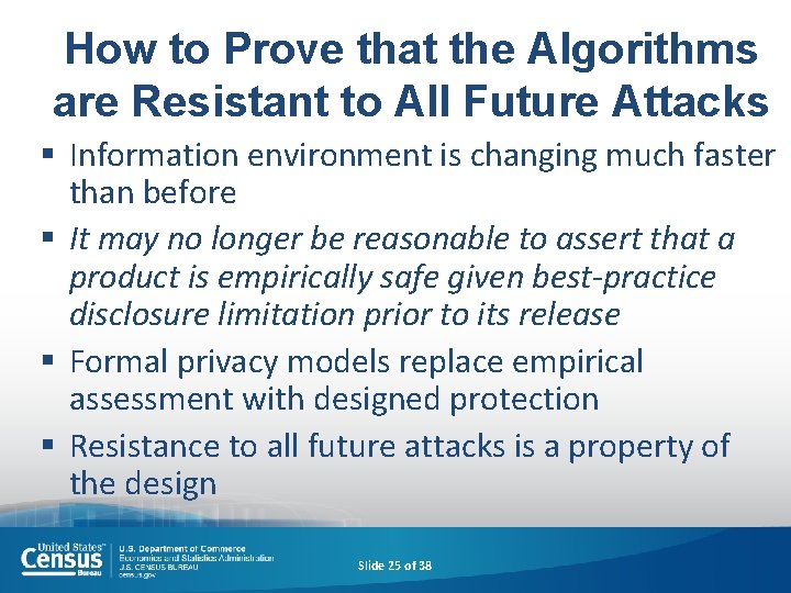 How to Prove that the Algorithms are Resistant to All Future Attacks § Information