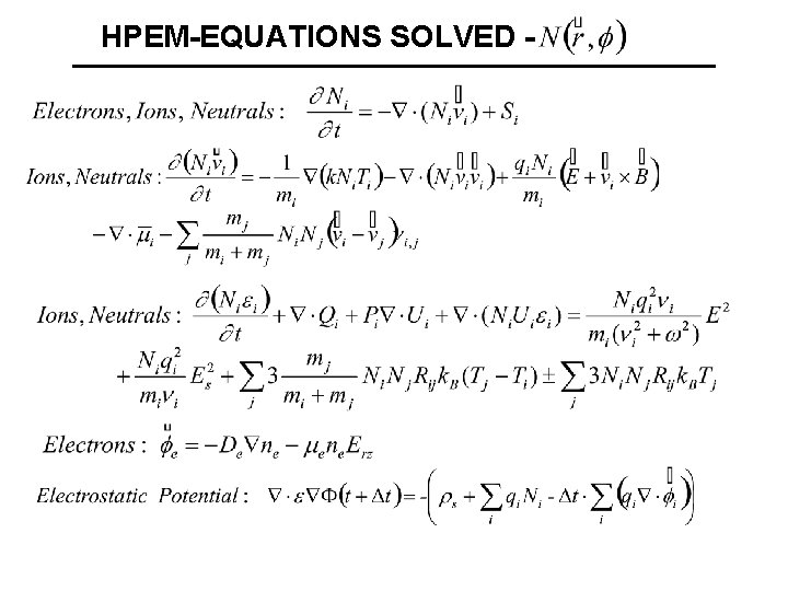 HPEM-EQUATIONS SOLVED - 