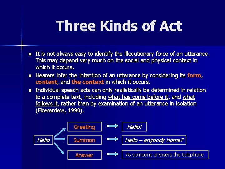 Three Kinds of Act n n n It is not always easy to identify