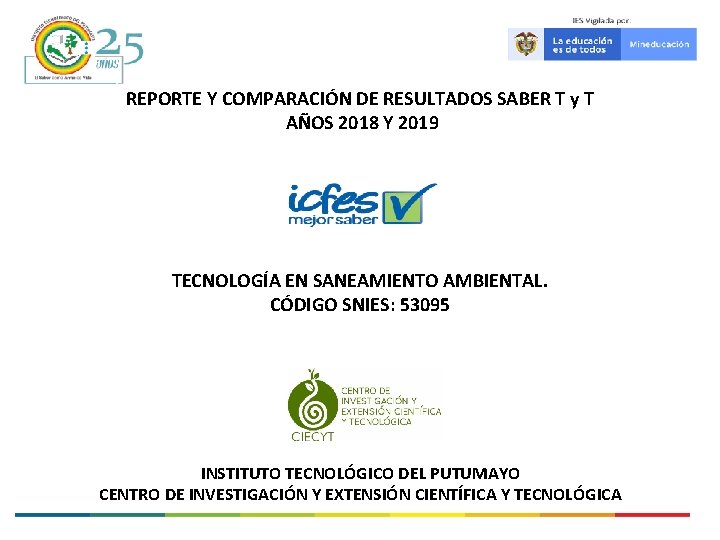 REPORTE Y COMPARACIÓN DE RESULTADOS SABER T y T AÑOS 2018 Y 2019 TECNOLOGÍA