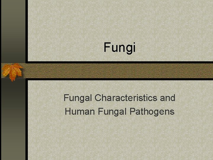 Fungi Fungal Characteristics and Human Fungal Pathogens 