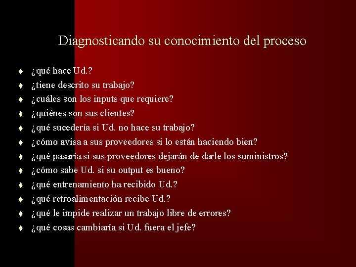 �� Diagnosticando su conocimiento del proceso t t t ¿qué hace Ud. ? ¿tiene