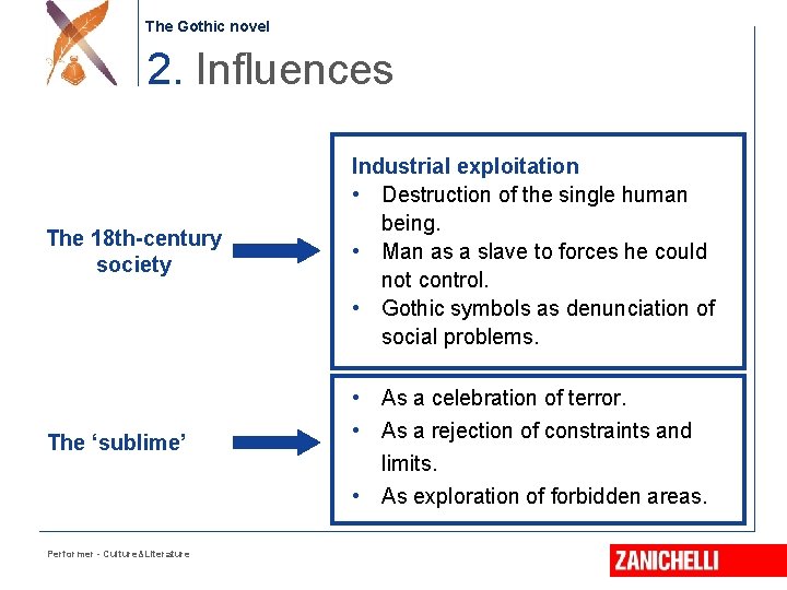 The Gothic novel 2. Influences The 18 th-century society Industrial exploitation • Destruction of