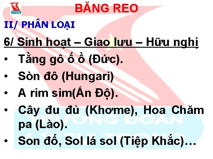 BĂNG REO II/ PH N LOẠI 6/ Sinh hoạt – Giao lưu – Hữu