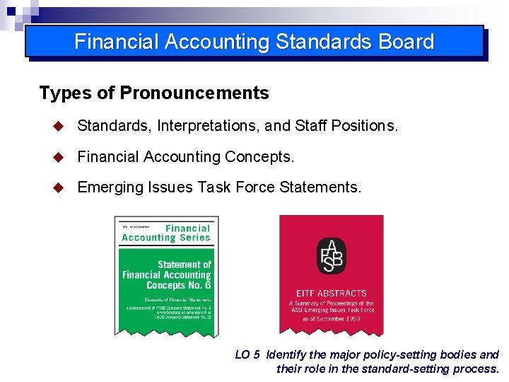 Financial Accounting Standards Board Types of Pronouncements u Standards, Interpretations, and Staff Positions. u