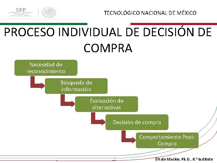 TECNOLÓGICO NACIONAL DE MÉXICO PROCESO INDIVIDUAL DE DECISIÓN DE COMPRA Necesidad de reconocimiento Búsqueda