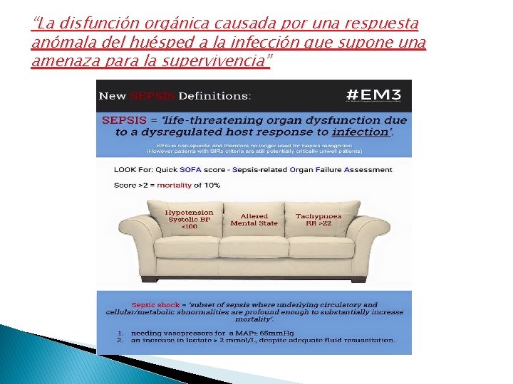“La disfunción orgánica causada por una respuesta anómala del huésped a la infección que