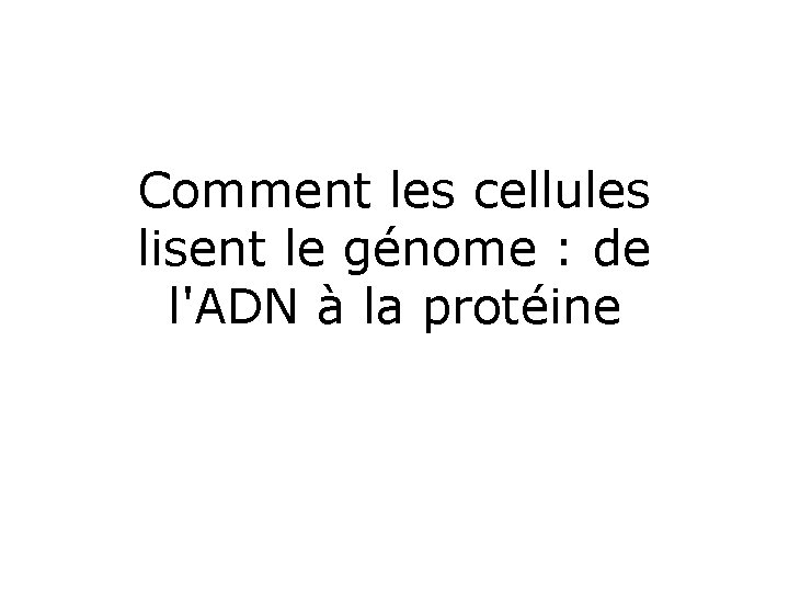 Comment les cellules lisent le génome : de l'ADN à la protéine 